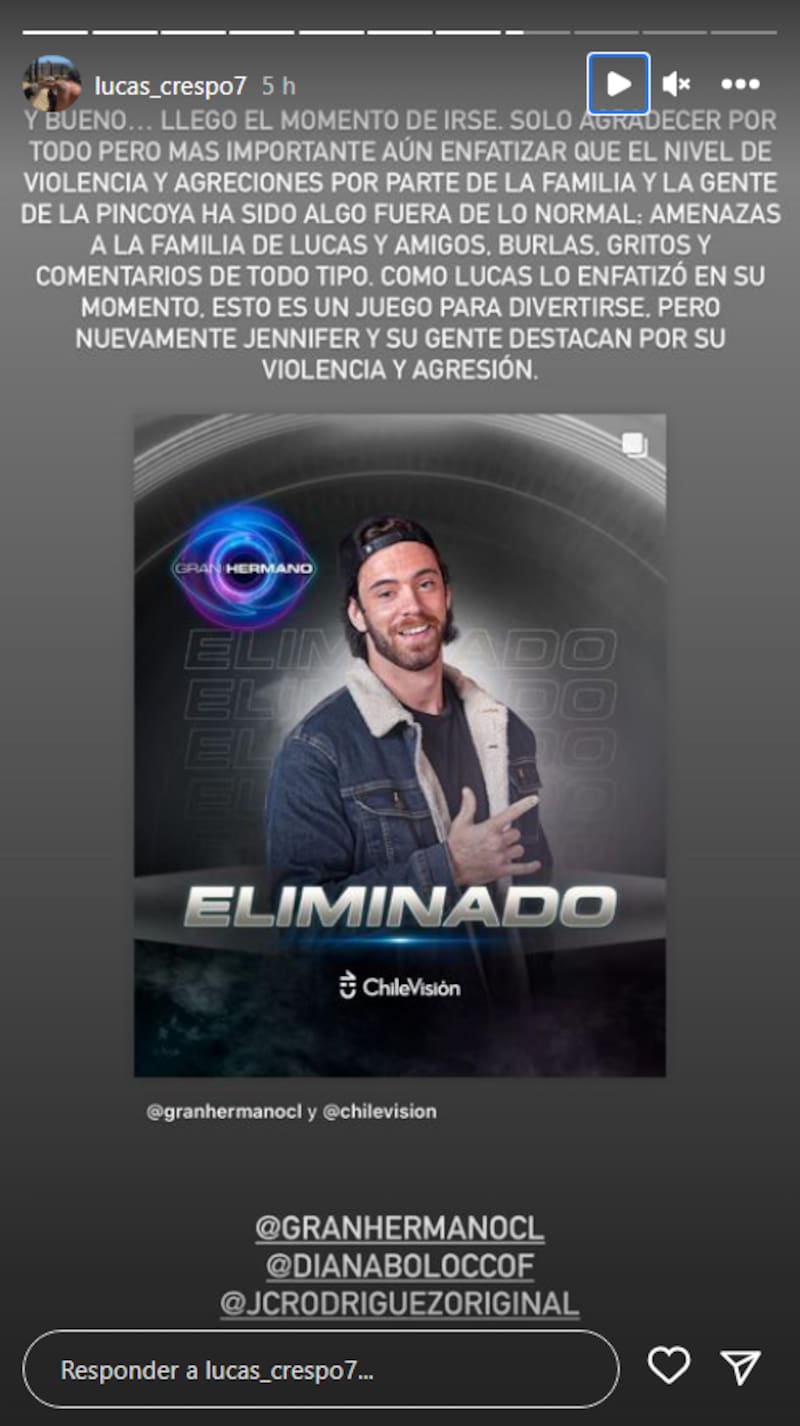 Tras la eliminación de Lucas Crespo en “Gran Hermano”, se vivieron tensos momentos en el set de el reality de Chilevisión, donde la bancada del eliminado se enfrentó a la de “La Pincoya”.