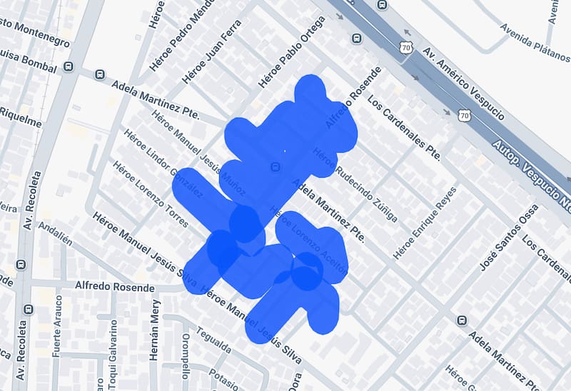 Esta es la zona más afectada por interrupciones en la comuna este martes. Foto: Enel.