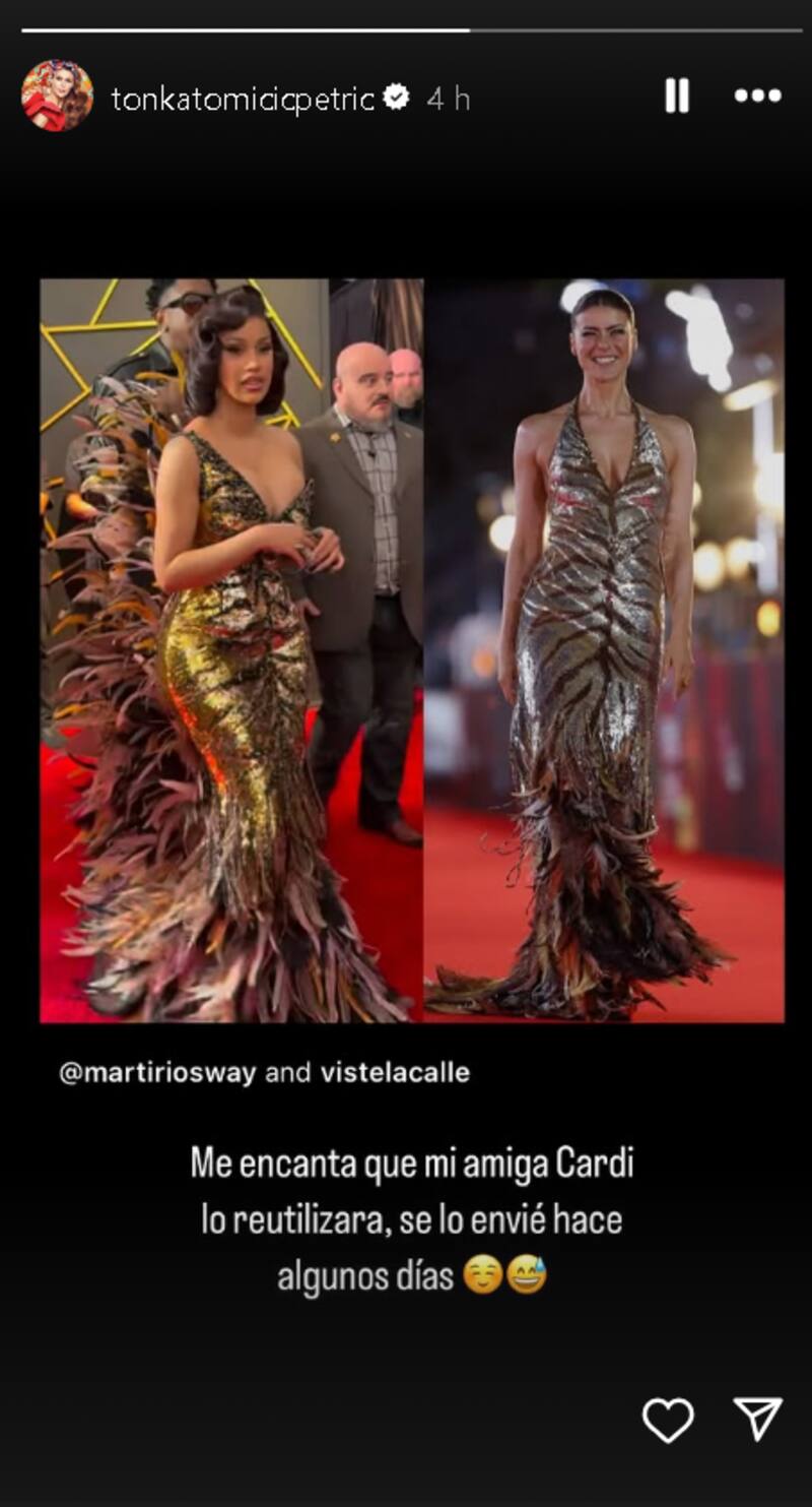 La historia subida por la animadora respecto a los Premios Grammy 2025.