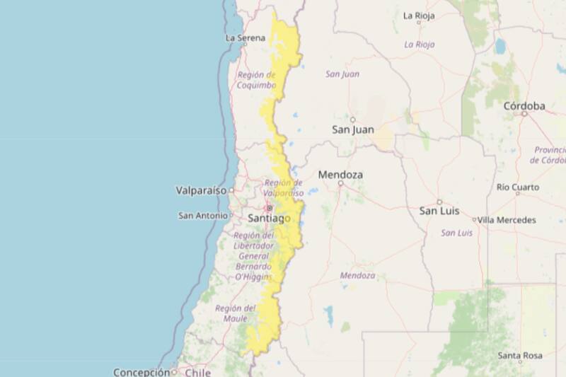 La primera parte del evento afectará a cinco regiones de Chile entre viernes y sábado. Créditos: DMC.