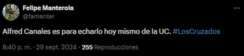 Criticas a Alfred Canales por su partido ante Unión Española.