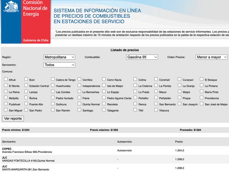 En el sitio bencinaenlinea.cl podrás conocer cuál es el servicentro más barato en tu región o comuna.