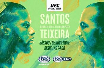 UFC Fight Night: hora y dónde ver en TV el combate entre Thiago Santos y Glover Teixeira