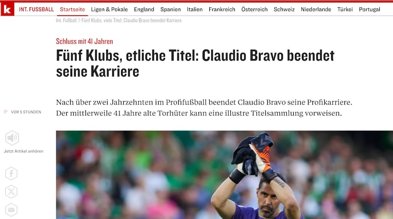 Kicker de Alemania también despidió a Claudio Bravo.