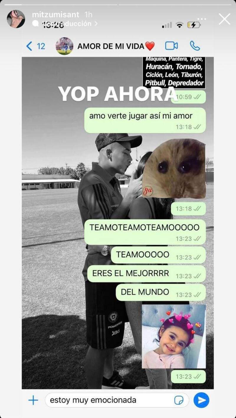 Captura a la historia de Instagram de la novia de Lucas Assadi.