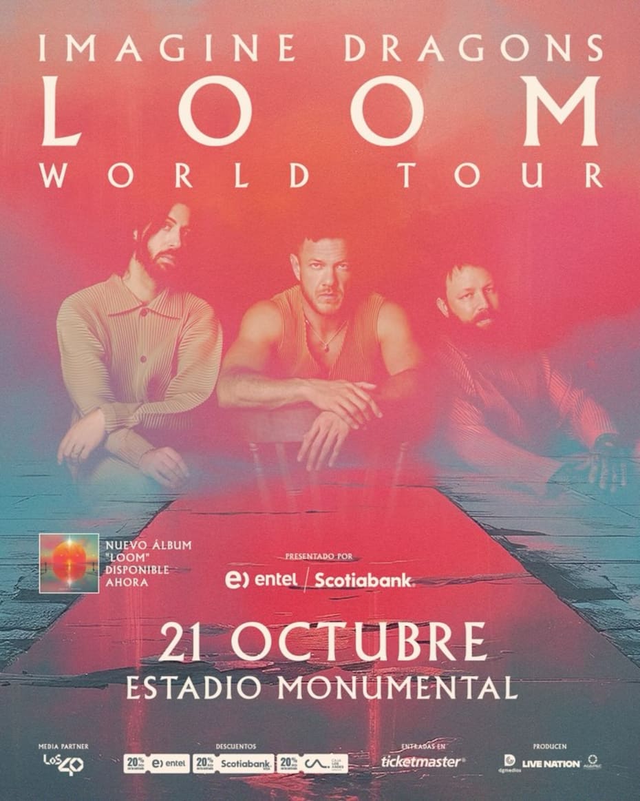 Afiche del concierto de la banda en Chile. 21 de octubre, Estadio Monumental.