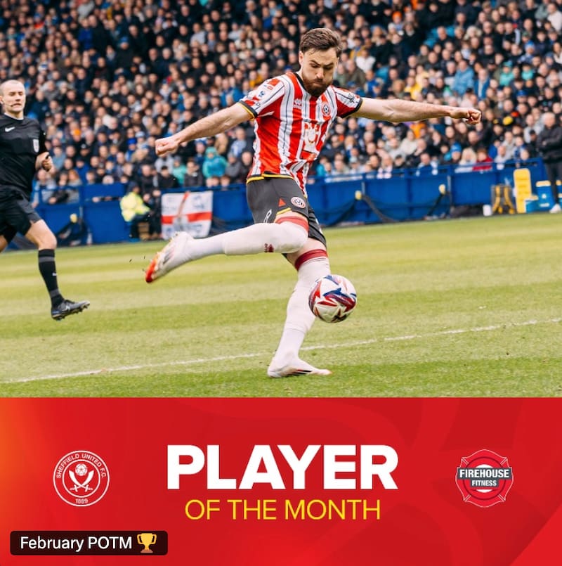 El delantero fue elegido como el mejor jugador del Sheffield en febrero.