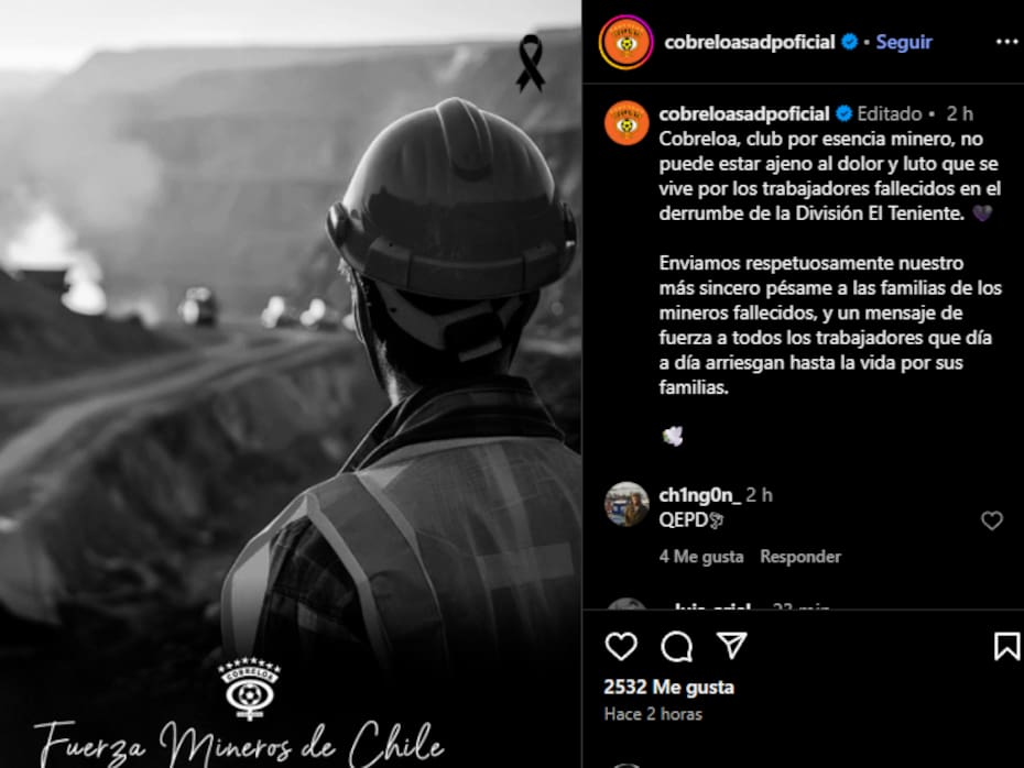Cobreloa y su mensaje a la tragedia de El Teniente.