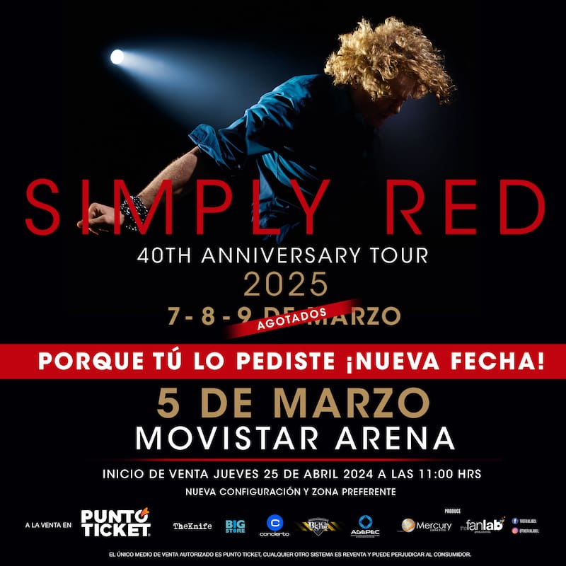 Simply Red agendó cuarta fecha en Chile.