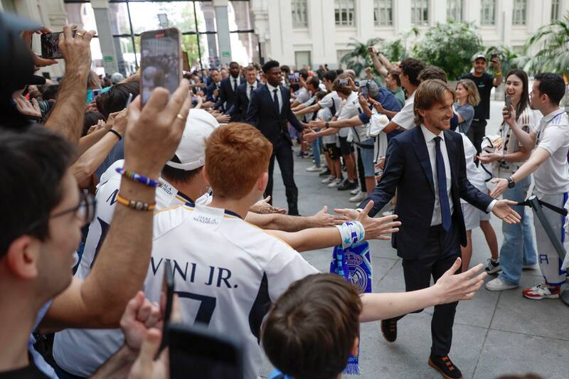 en los festejos del título de Liga de Real Madrid. EFE