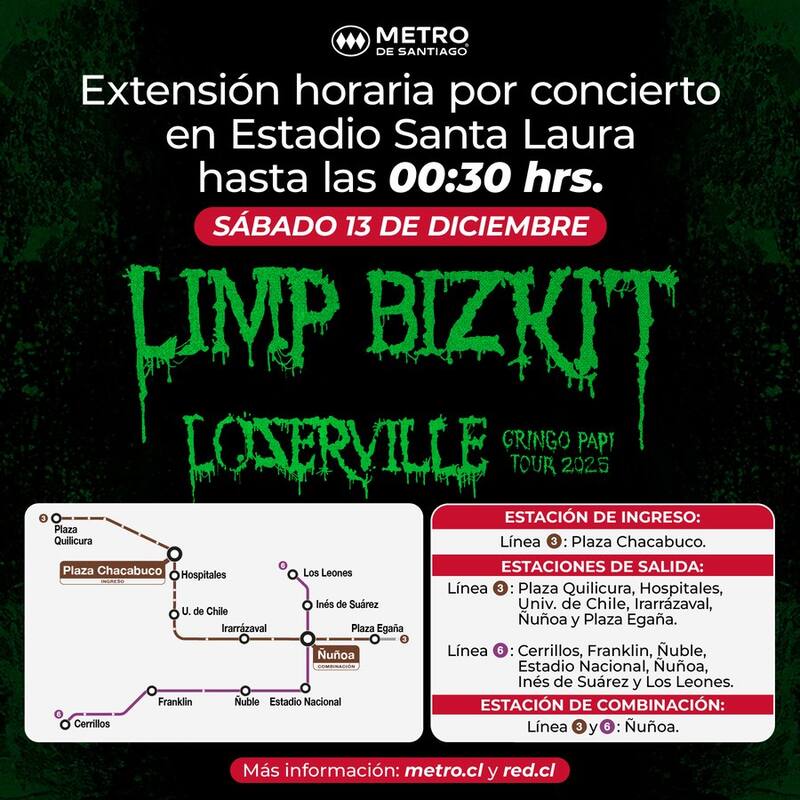 La entidad anunció extensión horaria para este sábado 13 de diciembre. Foto: Metro de Santiago.