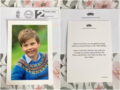 Los príncipes de Gales agradecen a fan real felicitación de cumpleaños para el príncipe Louis.