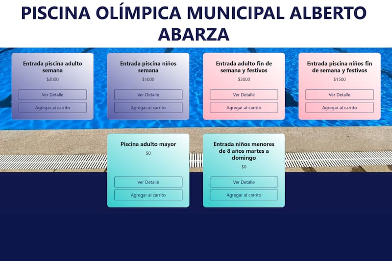 Estos son los valores de cada entrada para poder ir a la piscina.