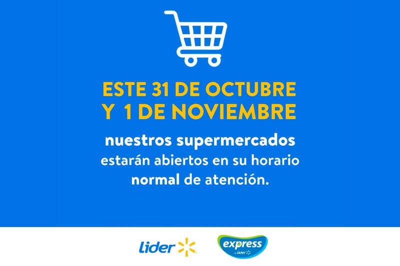 Lider estará con horario normal este 1 de noviembre.