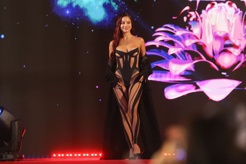 Emilia se lució con un vestido con transparencia.