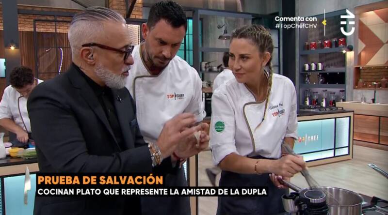 Gissella Gallardo y Mauricio Pinilla en "Top Chef VIP".