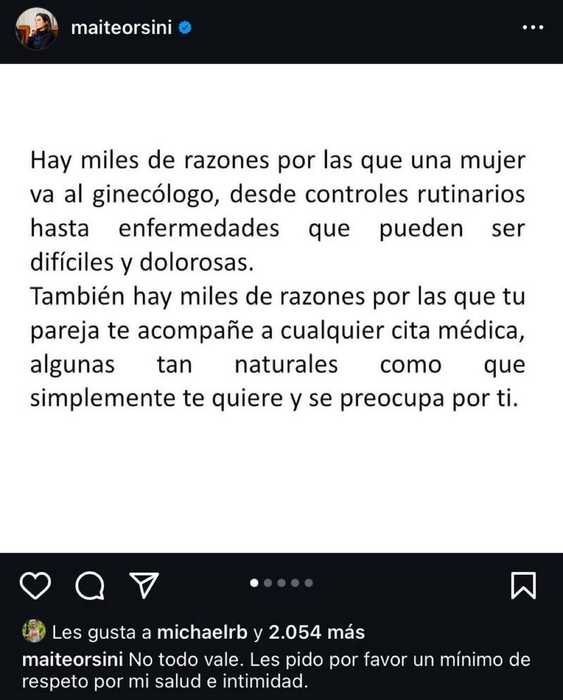 Maite Orsini rompe el silencio