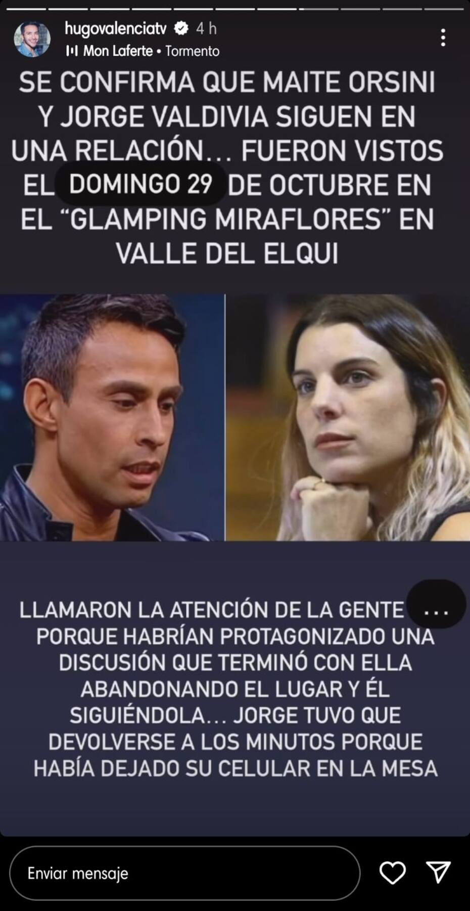 Hugo Valencia vía historias de Instagram.