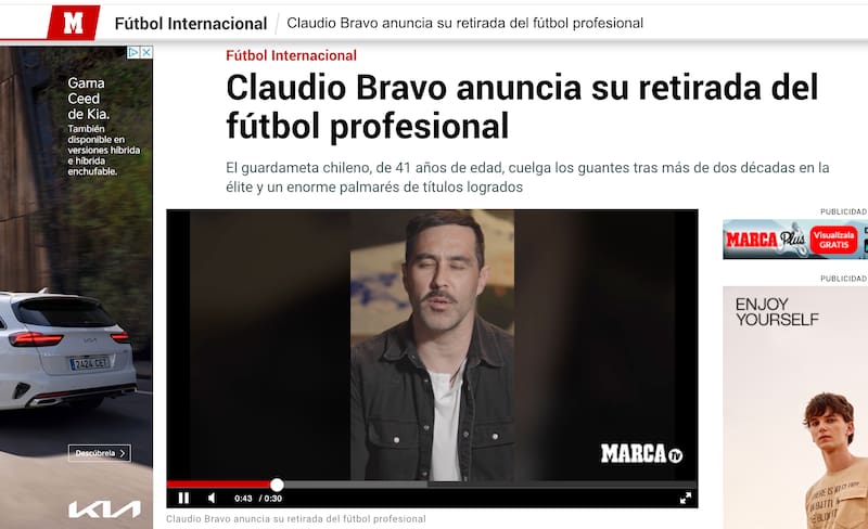 Marca, el medio deportivo más importante de España, también publicó información sobre el retiro de Claudio Bravo.