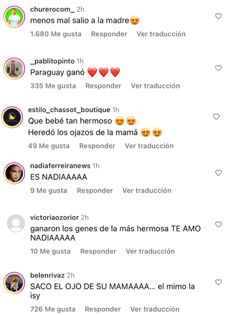 Los seguidores de la pareja destacaron el gran parecido del bebé con Nadia Ferreira.