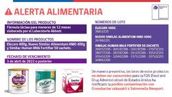 Minsal emite alerta alimentaria preventiva por posible contaminación en fórmulas para lactantes