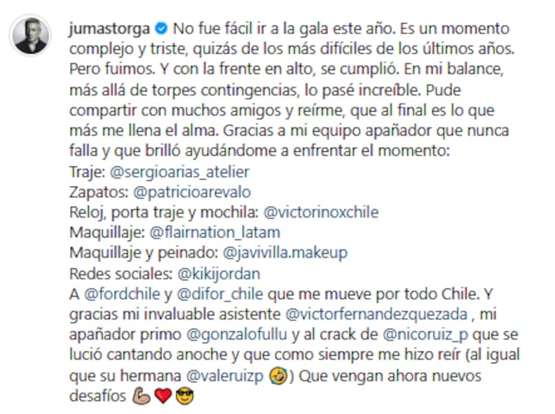 Este fue el mensaje del profesional en Instagram.