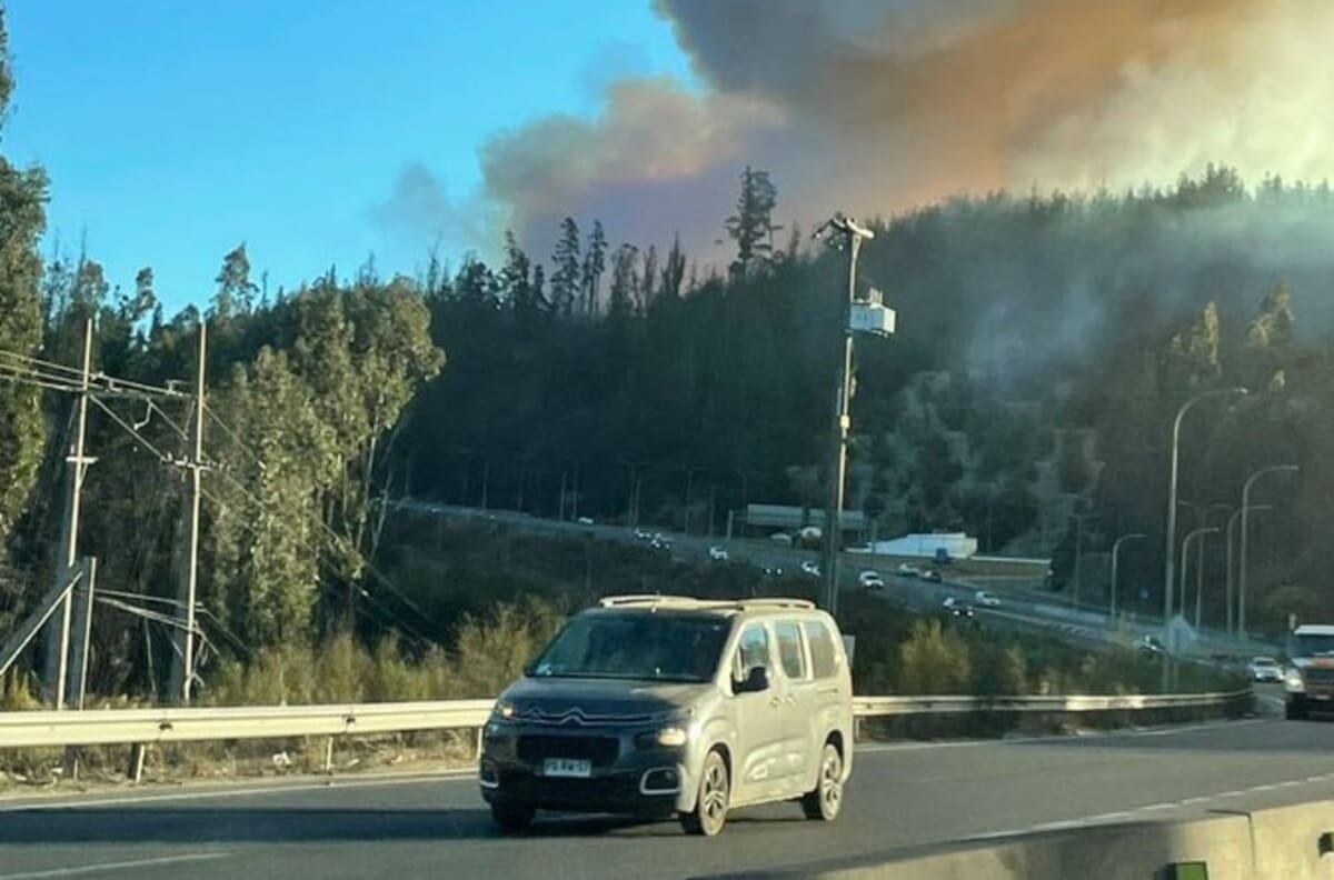 Gigantesco incendio forestal afecta a Valparaíso: Onemi declaró Alerta Roja y suspendieron tránsito en Ruta 68