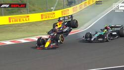 VIDEO | ¡Verstappen salió volando! Espectacular choque con Lewis Hamilton en el Gran Premio de Hungría