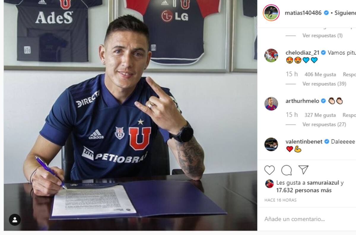 Los afectuosos saludos de Arthur Melo y Marcelo Díaz a Matías Rodríguez por renovación en la U