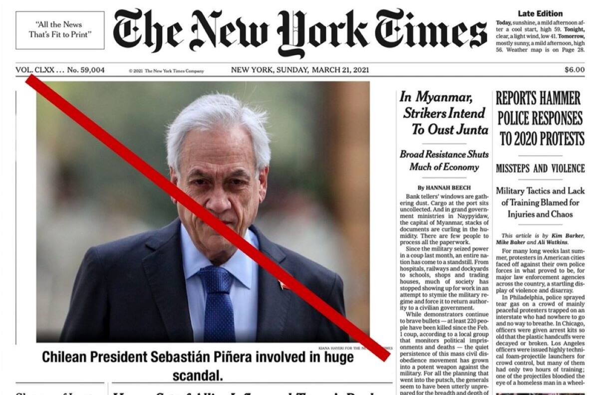 New York Times desmintió portada sobre Piñera y Caso Enjoy: "Es un intento de desinformar"
