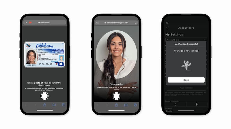 Así se verá la verificación de edad. Créditos: Roblox.