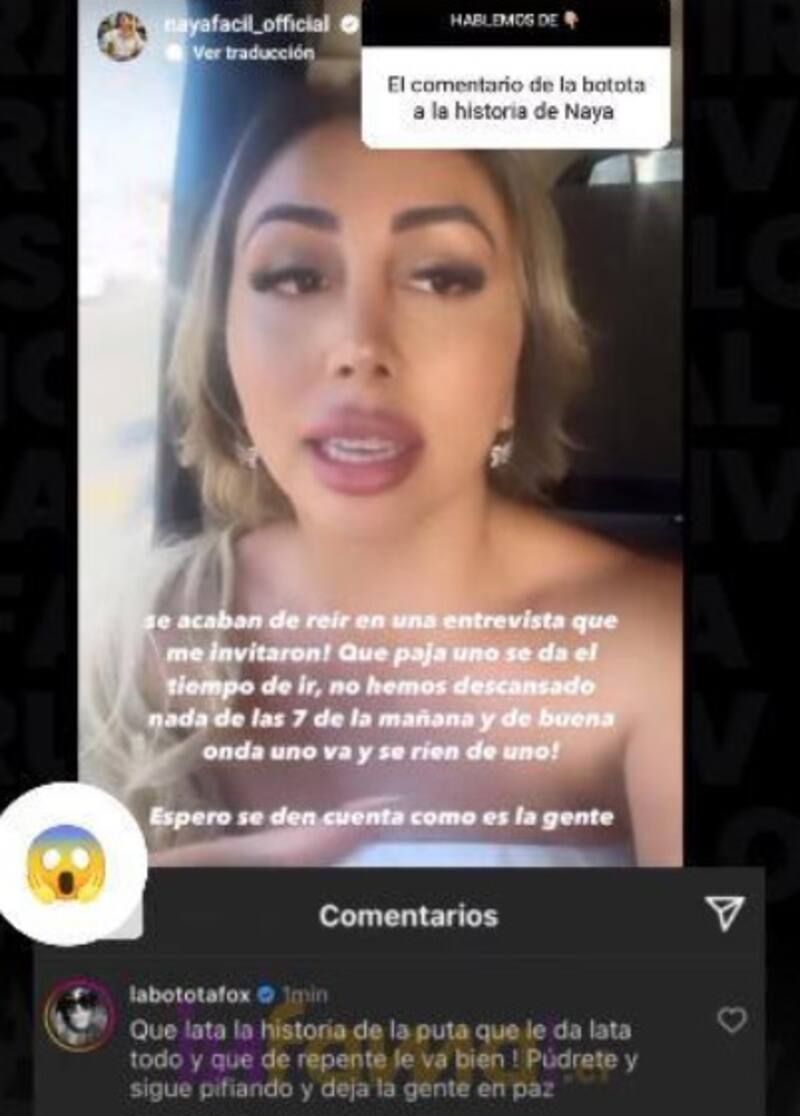 Comentario borrado por Botota Fox. Créditos: Instagram