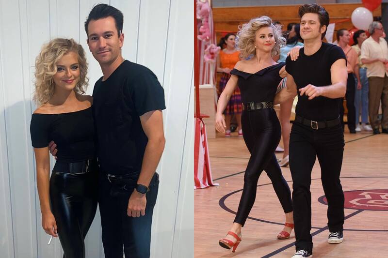 Con prendas de tu clóset, puedes armar el icónico vestuario del musical ochentero. Créditos: Pinterest.