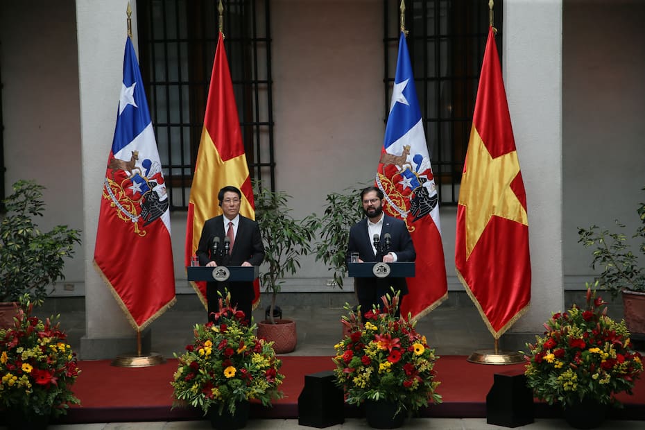 Declaracion conjunta de los presidentes de Chile y Vietnam en La Moneda. Créditos: ATON.