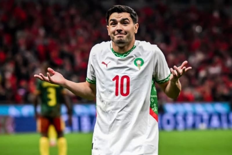 El volante falló el penal del título para Marruecos. Foto: Instagram Brahim Díaz.