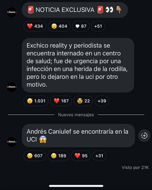 El portal de chismes informó más detalles sobre el estado de salud de Andrés Caniulef.