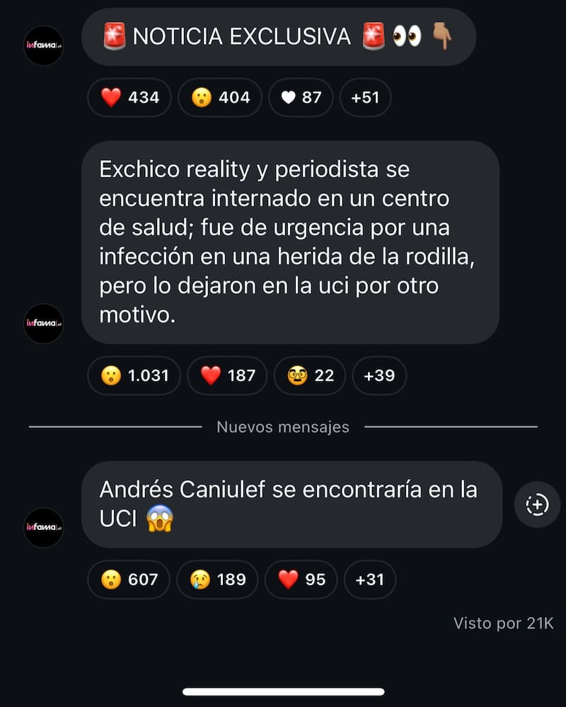 El portal de chismes informó más detalles sobre el estado de salud de Andrés Caniulef.