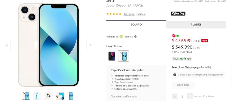 El smartphone está con una rebaja del 45%.