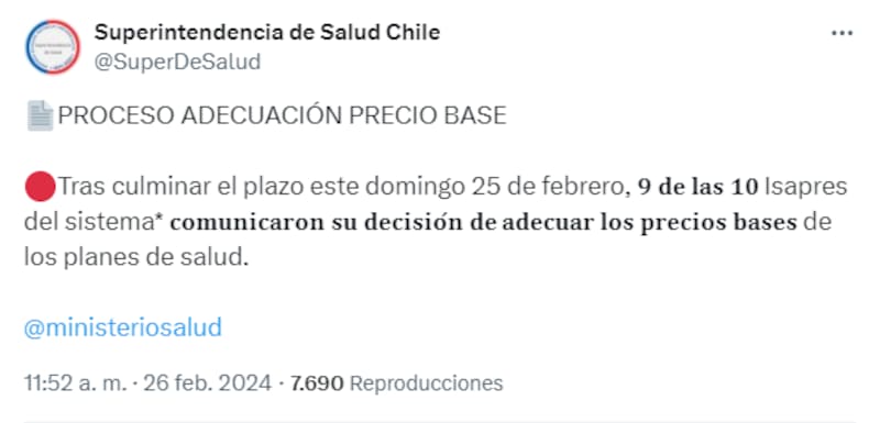 Superintendencia de Salud de Chile en X.