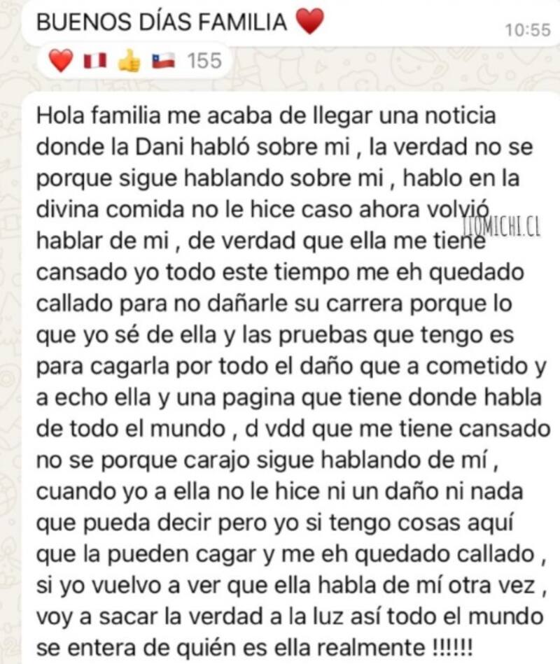 Uriel Romero arremete contra Daniela Castro. Créditos: Instagram