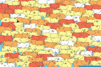 Acertijo visual: ¿Qué tan rápido puedes encontrar el corazón entre los elefantes?