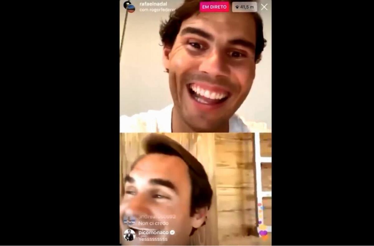 Momento épico: Rafa Nadal y Roger Federer se encontraron en un Live de Instagram