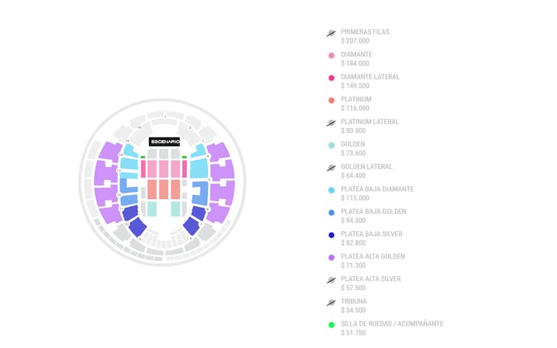 Estas son las entradas actualmente disponibles para asistir al evento,