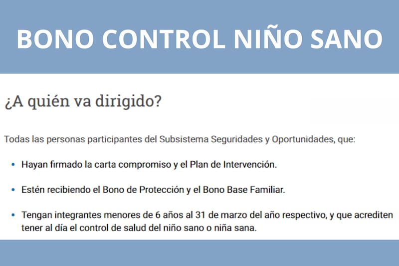Requisitos para recibir el Bono Control Niño Sano.