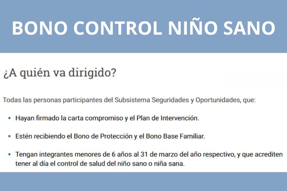 Requisitos para recibir el Bono Control Niño Sano.