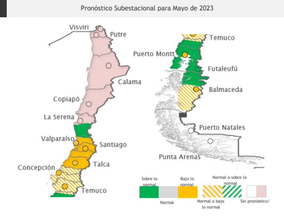 Estimaciones de precipitaciones para el mes de mayo. Créditos: Meteochile.