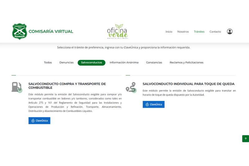 Deberás pulsar "ClaveÚnica" en el trámite "Salvoconducto individual para toque de queda".