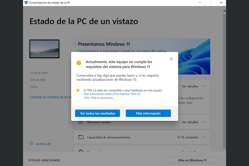 Si no cumples los requisitos, te aparecerá esto.