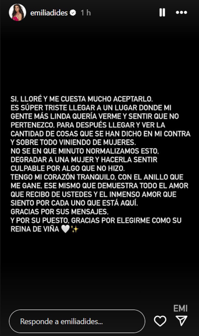 La Miss Universo Chile compartió un triste mensaje por redes sociales.