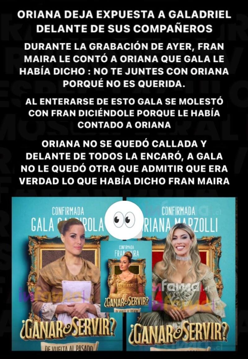 Revelan primera polémica entre Oriana Marzoli y Gala Caldirola. Créditos: Instagram